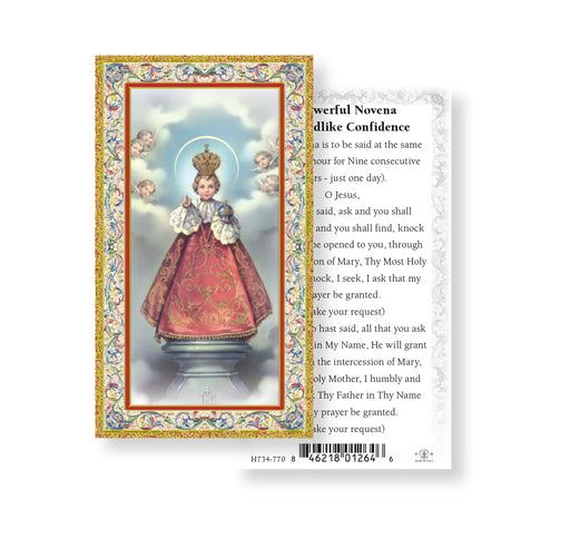Infant of Prague - Novena Prayer Gold-Stamped Holy Card Keep God in Life