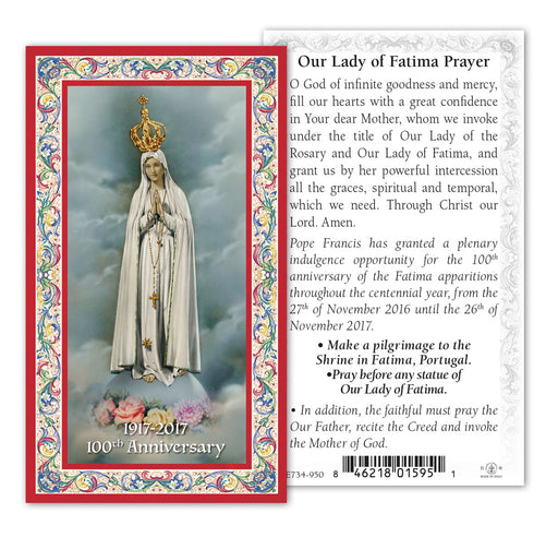 Our Lady of fatima 100th Anniversary Gold-Stamped Holy Card Keep God in Life