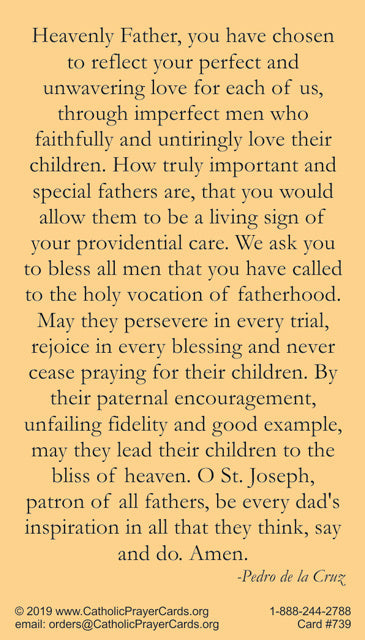 O St. Joseph Prayer for Fathers LAMINATED Prayer Card, 5-Pack Keep God in Life