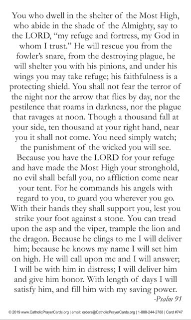 A Soldier's Prayer, Psalm 91 LAMINATED Prayer Card 3-Pack Keep God in Life