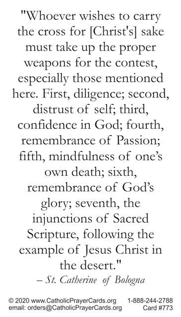 St. Catherine of Bologna LAMINATED Prayer Card, 5-Pack Keep God in Life