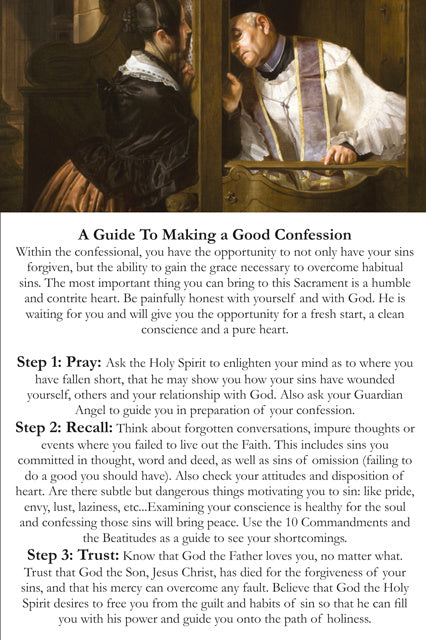 A Guide to Making a Good Confession LAMINATED Prayer Card, 3-Pack Keep God in Life