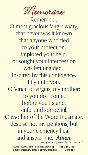 Memorare Prayer Card, 10-Pack Keep God in Life