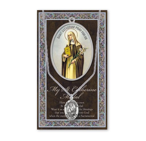 Saint Catherine Biography Pamphlet and Patron Saint Medal Keep God in Life