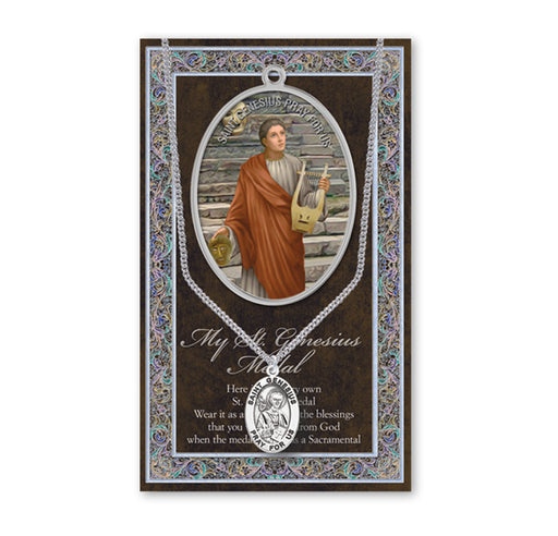 Saint Genesius Biography Pamphlet and Patron Saint Medal Keep God in Life