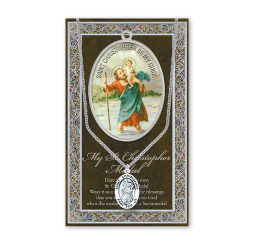 Saint Christopher Biography Pamphlet and Patron Saint Medal Keep God in Life