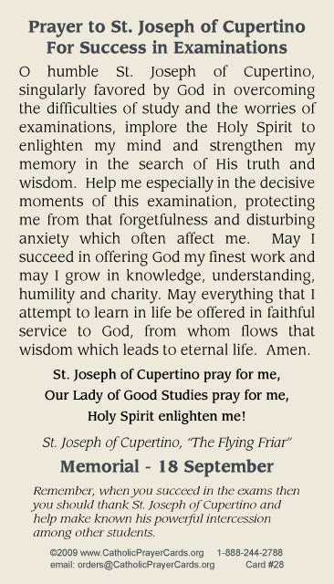 St. Joseph of Cupertino Prayer Card, 10-Pack Keep God in Life