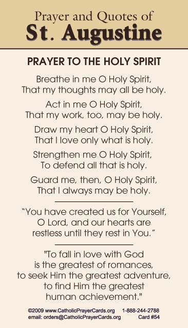 St. Augustine Prayer Card, 10-Pack Keep God in Life