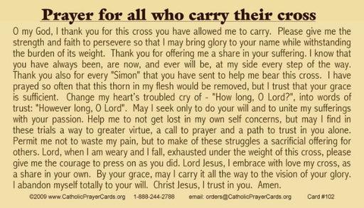 Prayer for Carrying One's Cross Prayer Card, 10-Pack Keep God in Life