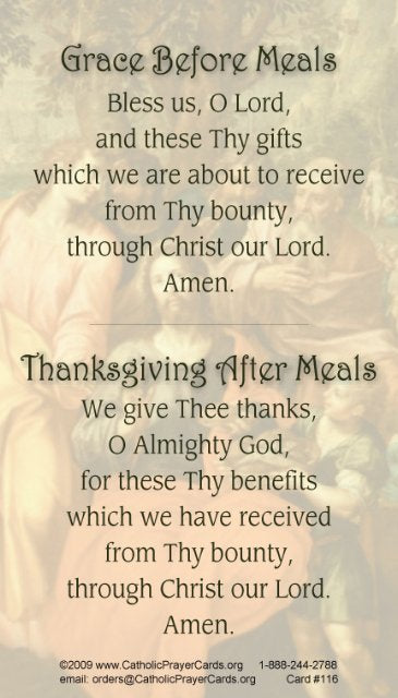 Meals LAMINATED Prayer Card, 5-Pack Keep God in Life