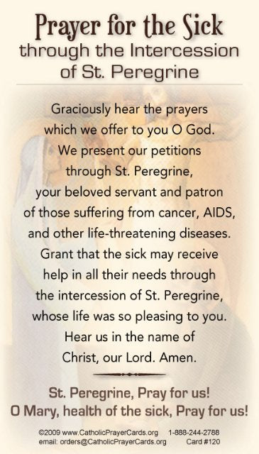 St. Peregrine Prayer Card, 10-Pack Keep God in Life