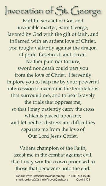St. George Prayer Card, 10-Pack Keep God in Life