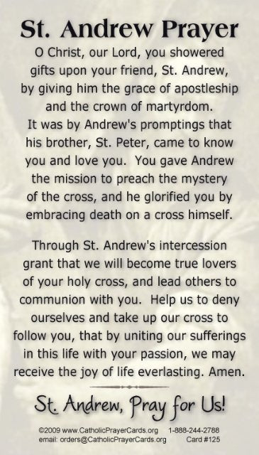 St. Andrew LAMINATED Prayer Card, 5-Pack Keep God in Life