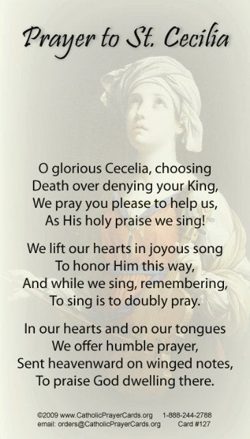 St. Cecilia Prayer Card, 10-Pack Keep God in Life