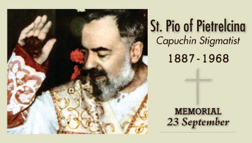 St. Pio LAMINATED Prayer Card, 5-Pack Keep God in Life