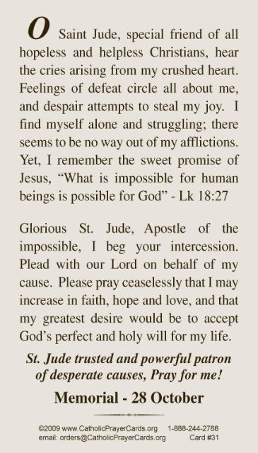 St. Jude Prayer Card, 10-Pack Keep God in Life