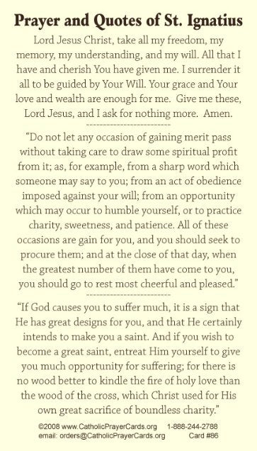 St. Ignatius of Loyola LAMINATED Prayer Card, 5-Pack Keep God in Life