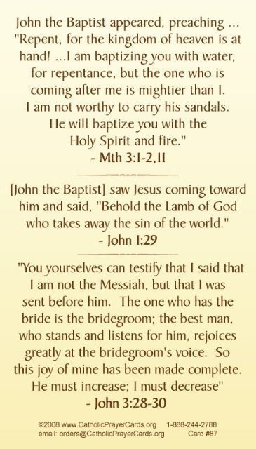 St. John the Baptist Prayer Card, 10-Pack Keep God in Life