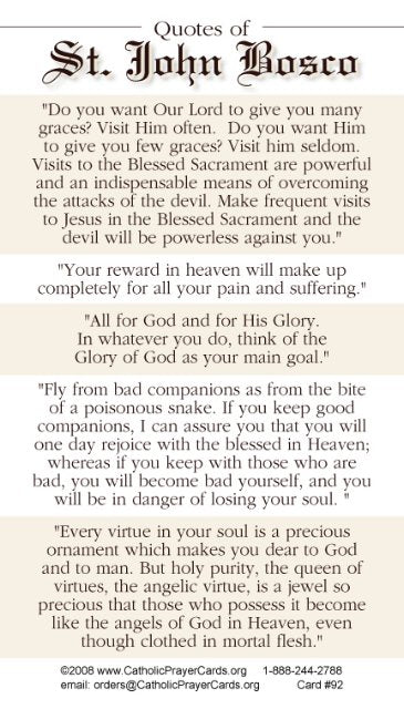 St. John Bosco Prayer Card, 10-Pack Keep God in Life