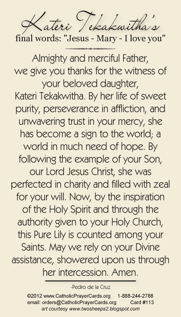 St. Kateri Tekakwitha Prayer Card, 10-Pack Keep God in Life