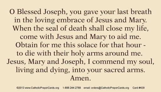 Prayer for a Peaceful Death LAMINATED Holy Cards (5 Pack) Keeping God in Sports
