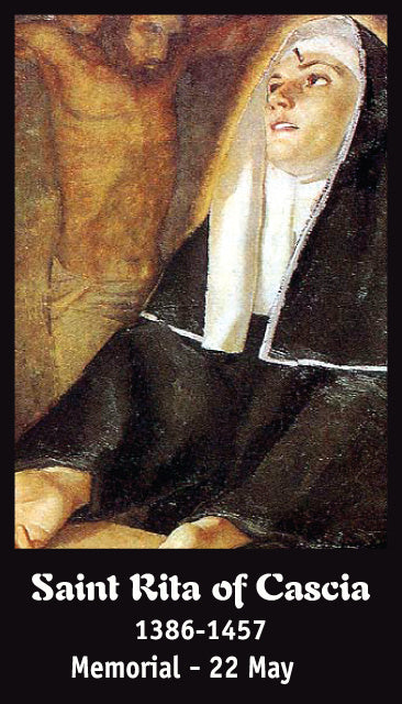 St. Rita LAMINATED Prayer Card, 5-Pack Keep God in Life