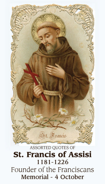 St. Francis of Assisi Quotes LAMINATED Prayer Card, 5-Pack Keep God in Life