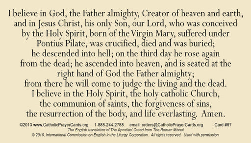 Apostle's Creed LAMINATED Prayer Card, 5-Pack Keep God in Life