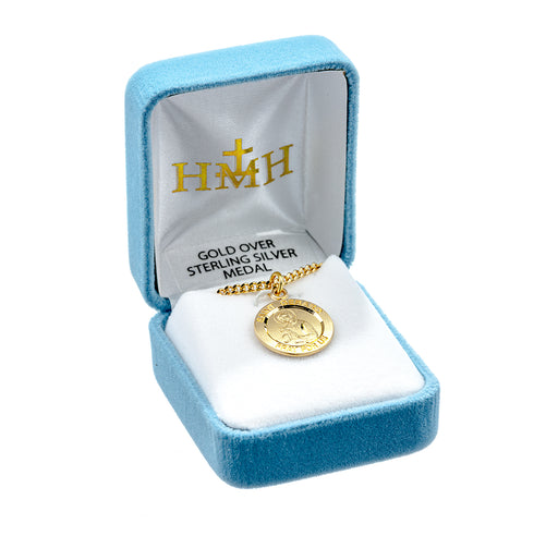 Patron Saint Gerard Round Gold Over Sterling Silver Medal Keep God in Life