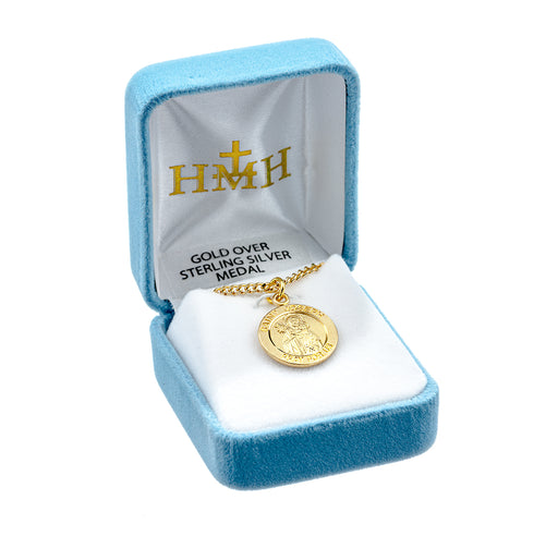 Patron Saint Joseph Round Gold Over Sterling Silver Medal Keep God in Life