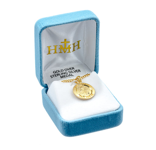 Patron Saint Therese of Lisieux Round Gold Over Sterling Silver Medal Keep God in Life
