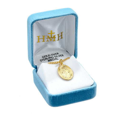 Patron Saint Anthony Oval Gold Over Sterling Silver Medal Keep God in Life