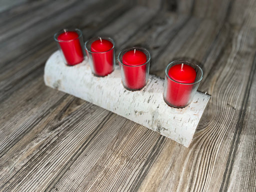 White Birch Candle Display, 4 Candles Included Keep God in Life