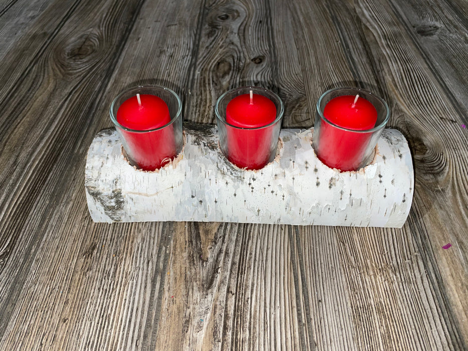 White Birch Candle Display, 3 Candles Included Keep God in Life