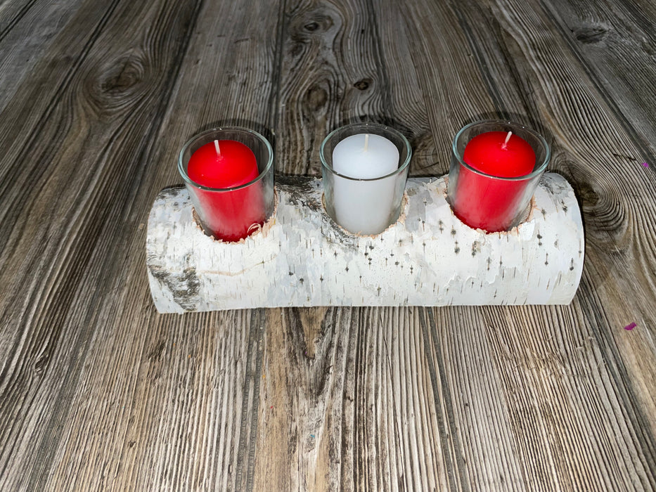 White Birch Candle Display, 3 Candles Included Keep God in Life