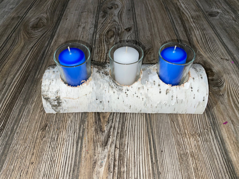 White Birch Candle Display, 3 Candles Included Keep God in Life