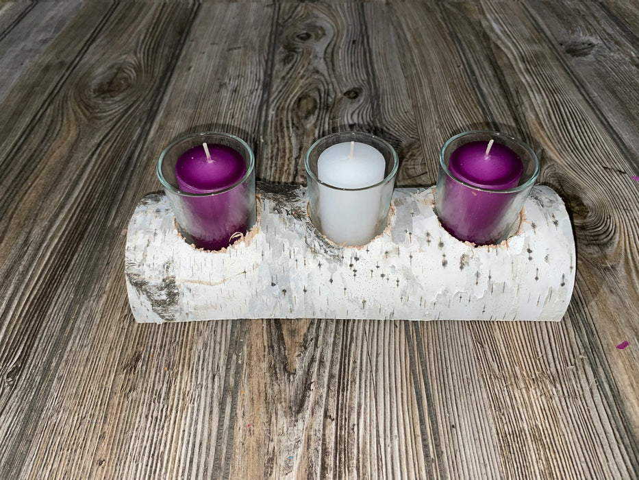 White Birch Candle Display, 3 Candles Included Keep God in Life