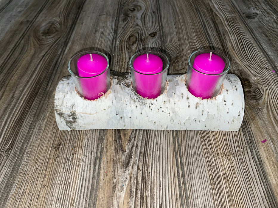 White Birch Candle Display, 3 Candles Included Keep God in Life