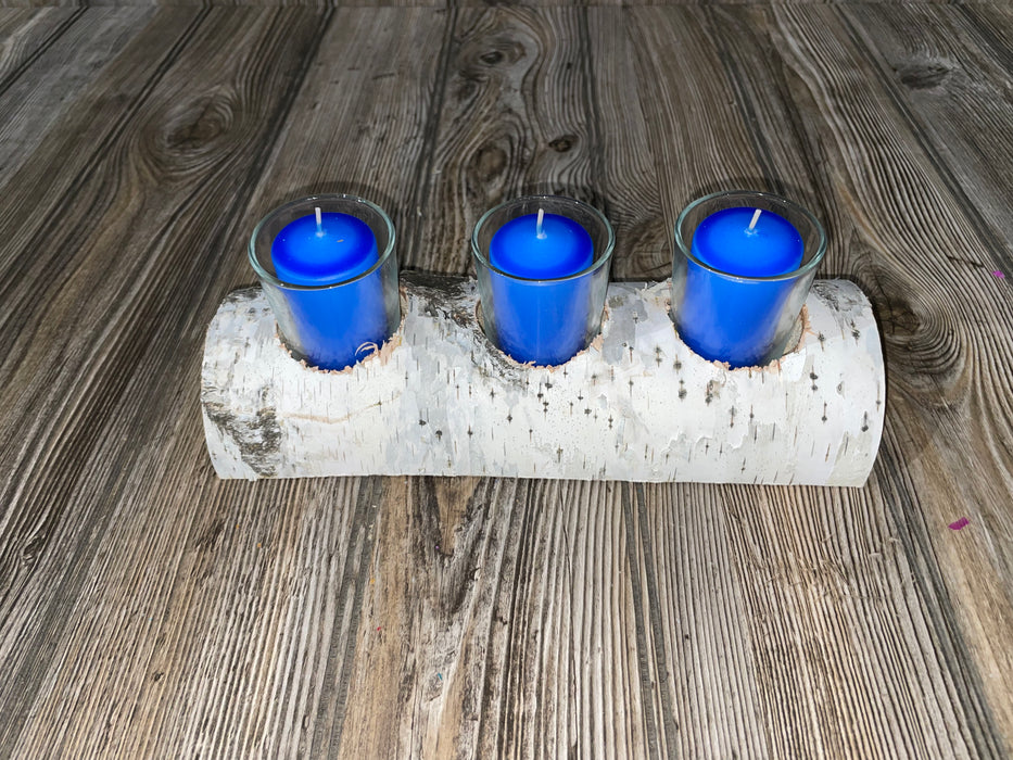 White Birch Candle Display, 3 Candles Included Keep God in Life