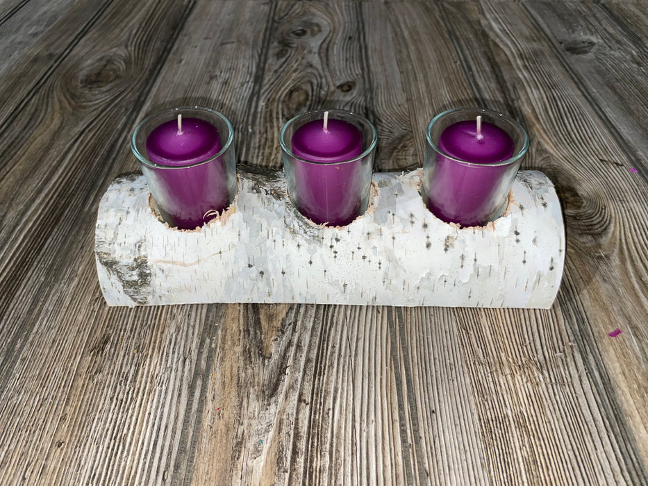 White Birch Candle Display, 3 Candles Included Keep God in Life