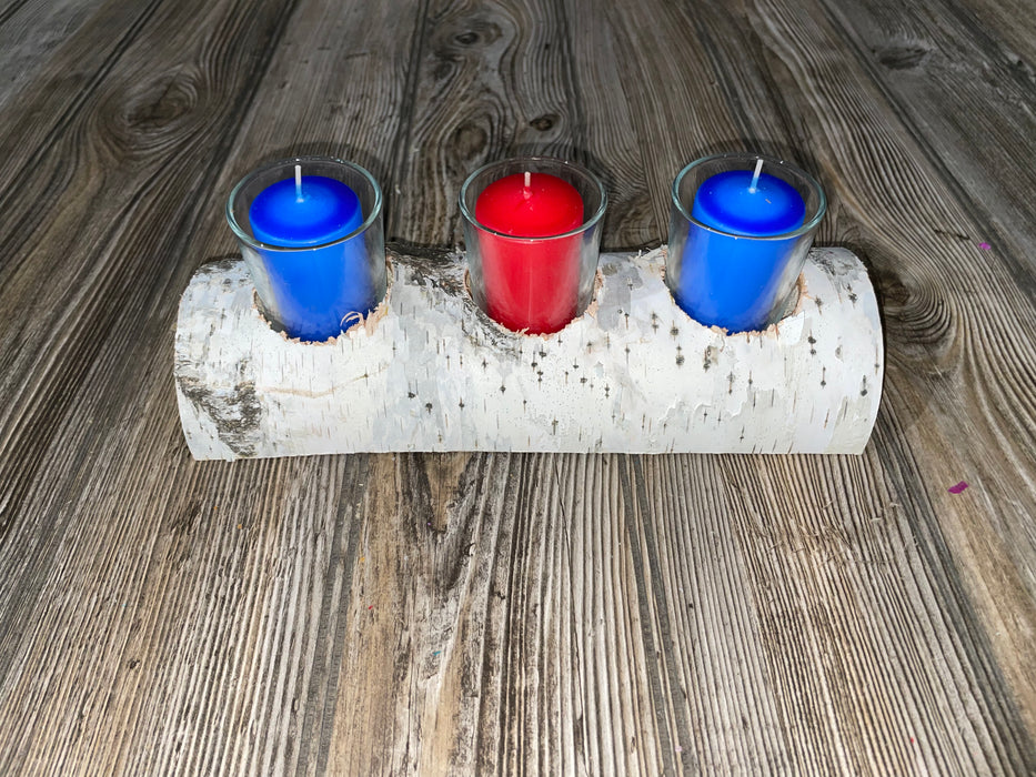 White Birch Candle Display, 3 Candles Included Keep God in Life