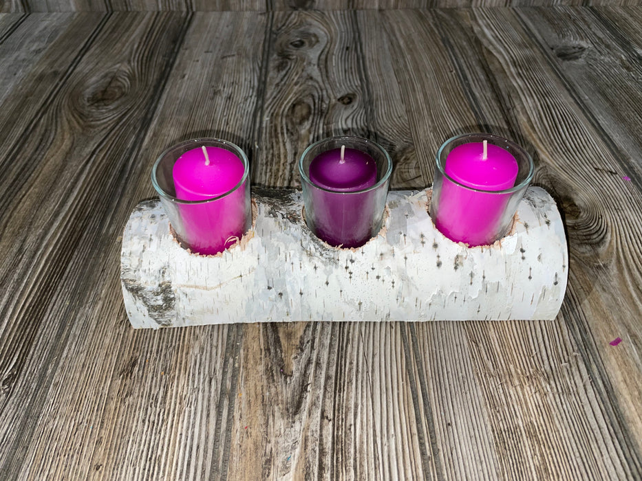 White Birch Candle Display, 3 Candles Included Keep God in Life