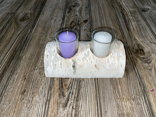 White Birch Candle Display, 2 Candles Included Keep God in Life