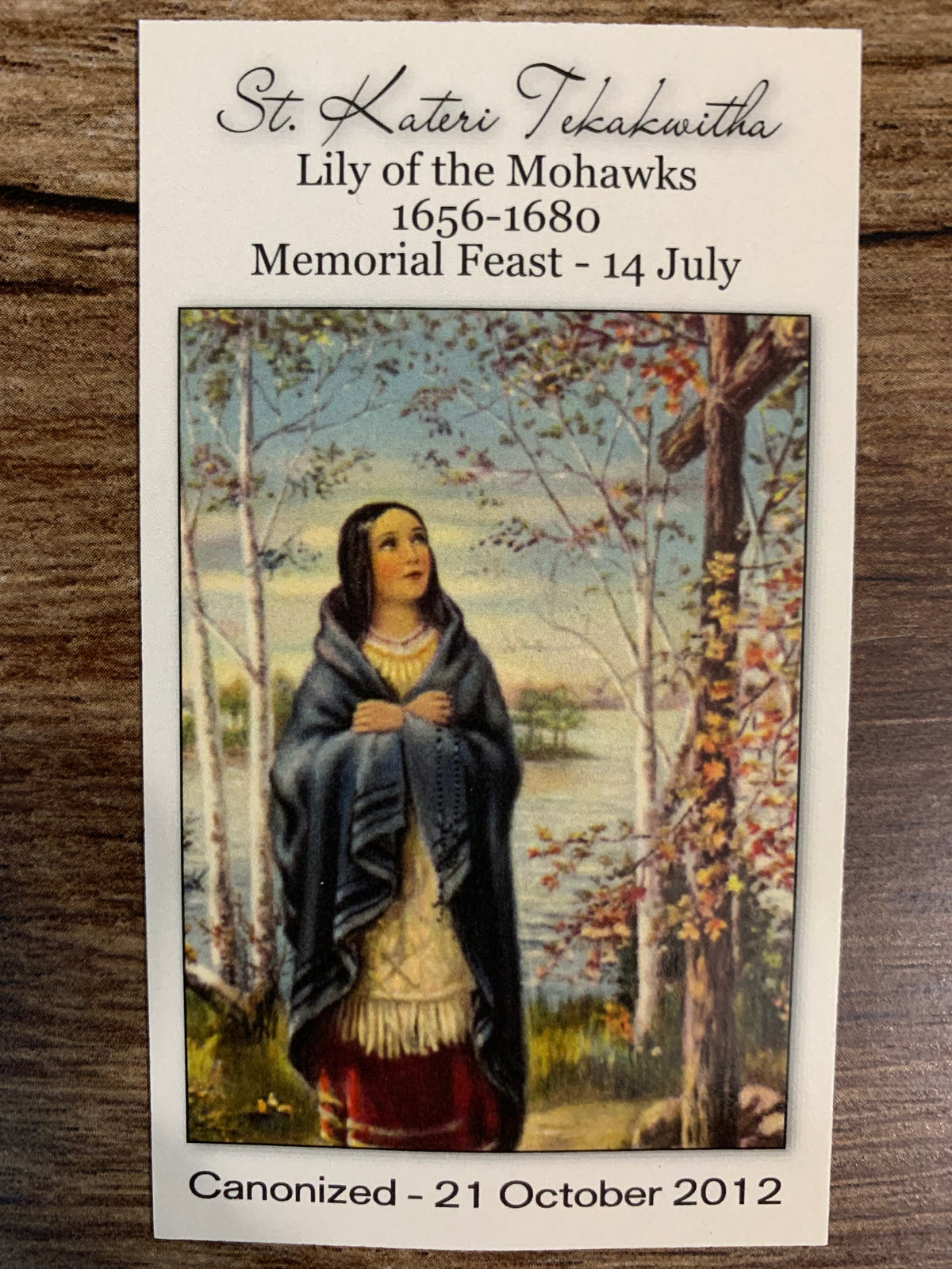 St. Kateri Tekakwitha LAMINATED Prayer Card, 5-Pack — Keep God in Life