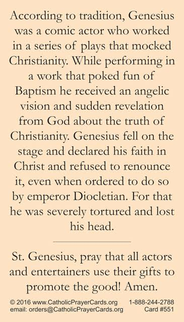 St. Genesius Prayer Card, 10-Pack Keep God in Life