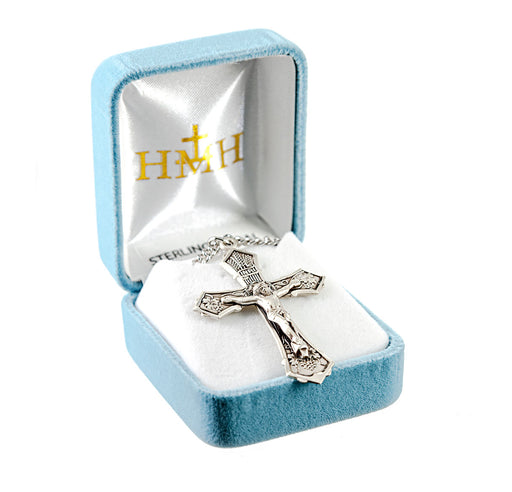 Grape and Wheat Design Sterling Silver Crucifix Keep God in Life
