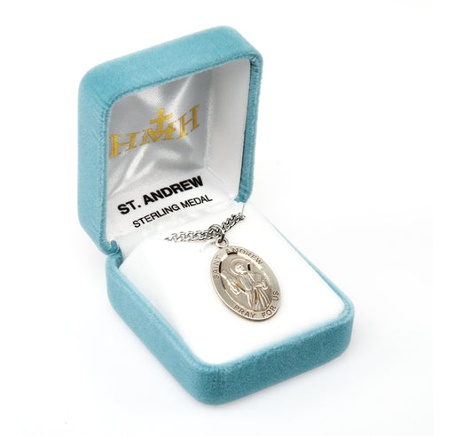 Patron Saint Andrew Oval Sterling Silver Medal Keep God in Life
