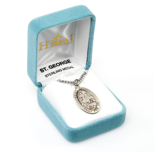 Patron Saint George Oval Sterling Silver Medal Keep God in Life