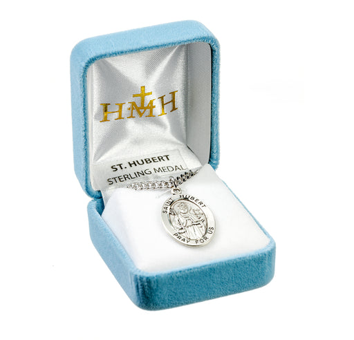 Patron Saint Hubert Oval Sterling Silver Medal Keep God in Life