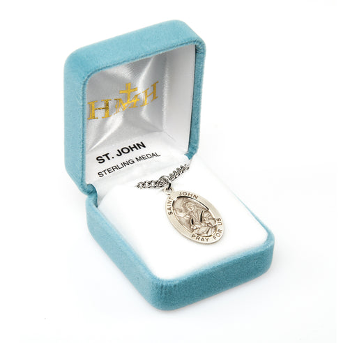 Patron Saint John the Evangelist Oval Sterling Silver Medal Keep God in Life